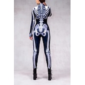 levne Kostýmy pro páry a skupiny-Halloweenský kostým s lebkou a kostlivcem, skupinové kostýmy pro páry, celotělový kombinéza, strašidelný kostým pro pány, ženy, chlapce, děti, dospělé, představení, párty, klub, halloween, karneval,
