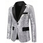 baratos Blazers Clássicos Masculinos-Homens Blazer O negócio Coquetel Festa de Casamento Moda Casual Primavera Outono Poliéster Gradiente Bolsos Botões Confortável Não Trespassado Jaqueta esporte Prata Azul Verde Escuro Roxo