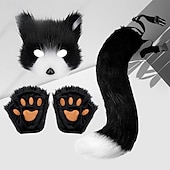 abordables Accesorios para el peinado del cabello-Conjunto de cola de zorro con cinturón ajustable y antifaz seductor: conjunto de disfraz de cosplay, ropa fetiche, atuendo sexy para juegos de rol para Halloween, fiestas y presentaciones.