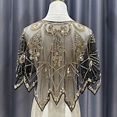 billige bryllup gjesteomslag-Kvinne wrap elegant solbeskyttelse kort erme blonde bryllupswraps med paljetter bryllup sommer
