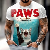 お買い得  アニマルプリントTシャツ-メンズの爪顎パロディグラフィックTシャツ おもしろい猫とネズミのダジャレデザイン