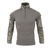 economico Cime-Per uomo Felpa con mezza zip Felpa militare Manica Lunga Collo alla coreana Top Esterno Traspirante Misto Cotone Mimetico Grigio scuro pitone nero Nero Viaggio Corsa