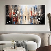 economico Quadri paesaggistici-dipinto a olio di città fatto a mano, dipinto a olio dipinto a mano, arte murale, dipinto a olio dipinto a mano, maestoso dipinto a olio di Bridger su tela, tela arrotolata originale senza cornice non