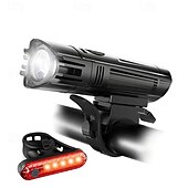cheap Work Lights-Ultra Bright USB Rechargeable Bike Light Set, Powerful Bicycle Front Headlight and Back Taillight, 4 Light Modes, Easy to Install for Men Women Kids Road Mountain Cycling Black