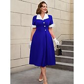 levne Šaty-Retro 50. léta Rockabilly Polední Šaty na šaty Flare šaty Větší velikosti A-Linie Maškarní kostým Dámské Dovolená Maturita Párty a večer Dospělí Šaty Jaro léto
