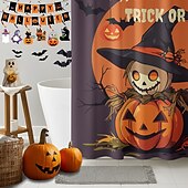 abordables Bain d&#039;Halloween-Rideau de douche d&#039;Halloween avec crochets en polyester lavable et imperméable, décoration de salle de bain et baignoire