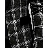 preiswerte Herren Klassische Blazer-Herren Blazer Geschäft Cocktailparty Hochzeitsfeier Mode Lässig Frühling Herbst Polyester Karomuster Tasche Knöpfe Bequem Einreihig Blazer Schwarz Blau Braun