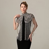 olcso Sálak és Kendők-Retró Ordító 20-as évek 1920-as évek Pelerin / köpeny Wrap Kendők A nagy Gatsby Flapper lány Flitter Rojt Női Karácsony Mindszentek napja Farsang Esküvő Estély Álarcos mulatság Felnőttek Kendő