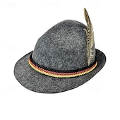 billiga Fedora hatt-Herr Fedorahatt Oktoberfesthatt Brun Grön Modal Fjäder Mode Ledigt Gata Dagligen Färgblock Solskyddskräm Andningsfunktion