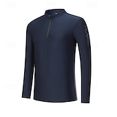 halpa Topit-Miesten Performance paita Urheilullinen t-paita Pitkähihainen Stand-kaula-aukko Topit Ulko- Nopea kuivuminen Hikeä siirtävä hajunvastainen Hengittävä Polyesteri Sininen Vihreä Tumman sininen Kalastus