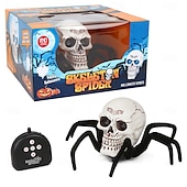 cheap Halloween Hanging &amp; Tabletop Decorations-Halloween Skeleton Decor Remote Control Toy, Scary Prank Tarantula Spider with Skeleton Design, Creepy Crawling Electric RC Toy for Haunted House, Trick Props, Kids &amp; Adults Party Favor