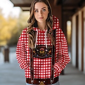 billiga Hoodies-Oktoberfest Lederhosen-tryck Dirndl-tryck Huvtröja Pullover Bayersk München Tyska Grafisk Till Par Herr Dam Vuxna Karnival Oktoberfest öl 3D-utskrift Fest Ledigt / vardag