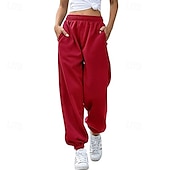 economico pantaloni cargo da donna-Per donna Pantaloni Cargo Pantaloni Eleganti Streetwear Casual Lunghezza intera Naturale Semplice Tasca Design con Coulisse Elastica Comodo All&#039;aperto Streetwear Ferie Grigio scuro Aalbicocca Marrone