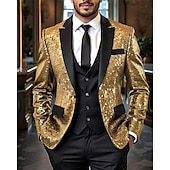 baratos Blazers Clássicos Masculinos-Homens Blazer O negócio Coquetel Festa de Casamento Moda Casual Primavera Outono Poliéster Gradiente Bolsos Botões Confortável Não Trespassado Jaqueta esporte Prata Azul Verde Escuro Roxo