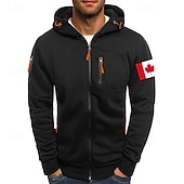 abordables sudaderas basicas hombre-Hombre Sudadera Sudadera con capucha y cremallera completa Negro Blanco Vino Verde Ejército Azul Marino Con Capucha Bandera Cremallera Bolsillo Deporte Diario Festivos Poliéster Ropa de calle Básico