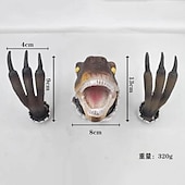 baratos Decoração de Parede-Parede da estátua do velociraptor, escultura da cabeça do dinossauro da montagem na parede, decoração do busto do dinossauro