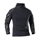 economico Cime-Per uomo Felpa con mezza zip Felpa militare Manica Lunga Collo alla coreana Top Esterno Traspirante Misto Cotone Mimetico Grigio scuro pitone nero Nero Viaggio Corsa