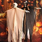 preiswerte Halloween Außen Dekor-2er-Pack hängende Halloween-Dekorationen mit Skelettgeistern, Sensenmänner für Halloween-Außendekorationen, fliegendes Halloween-Skelett-Geist, Spukhaus-Requisite, Party-Dekor