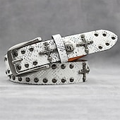 Недорогие Мужские ремни-Муж. ремень Автоматическая пряжка Быстрый выпуск Кожа PU Сплав Винтаж Прочный Регулируется Крест Черепа Синий Серебряный на открытом воздухе Повседневные Пояс на талию