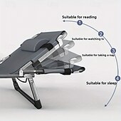 cheap Camping Equipment-Multi-Functional Stainless Steel 1pc Portable Folding Cot - Leisure Lounge Bed with Oxford Fabric - No-Assembly Nap Bed for Office And Home Use