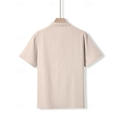 abordables Vacances-Homme Chemise Chemise en lin Chemise popover Chemise Décontractée Chemise en coton Uni Vacances Rue Blanche Jaune Rose dragée Abricot Manche Courte Band Collar Été Vêtement Tenue Avec Poches