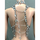 abordables Déguisements pour femmes-Mini-robe à col haut ornée de strass en deux pièces pour chanteuse, danseuse, tenue de scène, de fête, de carnaval
