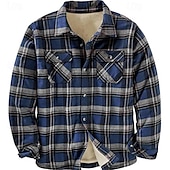 economico camicie di flanella-Per uomo Plaid Camicia di flanella Sopracamicia Manica Lunga Camicia Collo ripiegato Streetwear Quotidiano Stampa Giallo Chiaro Rosso+Grigio+Nero Nero + grigio scuro + blu navy Blu Arancione Bottonato