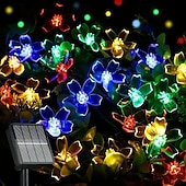 abordables Guirlandes lumineuses led-Guirlande lumineuse solaire en forme de cerisier, 12 m, 100 LED, luminaire décoratif d&#039;extérieur, idéal pour Noël, un mariage, une cour, un balcon ou une clôture, idéal pour Halloween