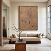 levne Wabi Sabi-Ručně malovaná olejomalba na plátně, nástěnná dekorace ve stylu wabi-sabi, jednoduchá abstraktní pro domácí dekoraci, napnutý rám, závěsný obraz/rolovaný bezrámový, nenapnutý obraz