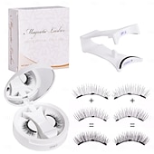 abordables Soins Personnels &amp; Santé-Cils magnétiques souples, boîte tout-en-un, kit de cils magnétiques réutilisables avec applicateur, aspect naturel, cils de chat légers, poils duveteux, faux cils doux pour un usage quotidien, outils