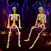 economico Halloween all&#039;Aperto-1 pezzo da 90 cm/35 pollici di Halloween, modello di scheletro luminoso attivo con articolazioni, appeso in piedi, seduto, sdraiato, luce calda, scatola per batterie AA, luci decorative horror e