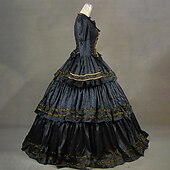 economico Vestiti-Abito Rococò Vittoriano 18° Secolo Lunghezza al pavimento Vestito Costume da festa Mascherata Taglie Forti Normale Su misura Ad aletta Vintage Costume Per donna Reale Feste Balli di fine anno