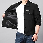economico Giubbotti Cargo-Per uomo Giacca Leggera Giacca in Velluto a Coste Giacca Cargo Giacca Casual Vacanza Quotidiano Caldo Tasca Primavera Autunno Semplice Moda Classico Bavero Regolare Nero Verde Cachi Giacca