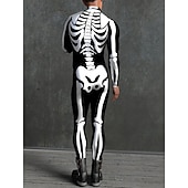tanie Stroje dla par i grup-Karnawał 2026 Body Kostiumy dla par na Halloween Kombinezon zakrywający całe ciało Szkielet Straszny Kostium Doroślu Dla dzieci Wszystko Halloween Karnawał Dzień Zmarłych Kij Impreza Spektakl Łatwe