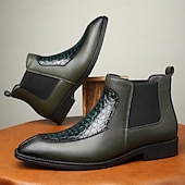 abordables Bottes de Chelsea-Bottines Chelsea en similicuir vert effet crocodile pour homme – bottines élégantes à élastiques latéraux pour hommes avant-gardistes, soirées de concert et streetwear urbain