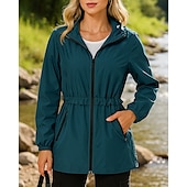 preiswerte Wasserdichte Jacken-Damen Wanderjacke Regenmantel Trench Coat Außen Wasserdicht Winddicht Leicht Wanderoutfits Wanderbekleidung Winter Herbst Oberteil Camping / Wandern / Höhlenforschung Laufen Weiß Dunkelgrün Grün