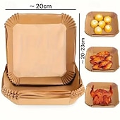 Недорогие Кухонная утварь и гаджеты-200 шт. одноразовых бумажных вкладышей для аэрофритюрницы, пищевые бумажные формы для выпечки, впитывающие масло, для домашней готовки, антипригарные вкладыши с силиконовым покрытием