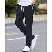 economico Chino-Per uomo Pantaloni Chinos Tasca Elastico in vita Coulisse Semplice Comodità Formale Feste Lavoro Moda Stile Classico Nero Verde chiaro Micro-elastico