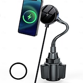 זול שירות רכב-משודרג למטען למחזיק כוסות של Magsafe, מטען לרכב של Magsafe טעינה מהירה 15W עם צוואר מתכוונן לאייפון 16 15 14 13 12 פרו מקס פלוס מיני כיסוי Magsafe