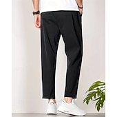 billige uformelle bukser-Herre Mager Bukser Uformelle bukser Lomme Elastisk midje Snorer عادي Komfort Ankel-lengde Sport &amp; Utendørs Daglig Mote Fritid Svart Navyblå Mikroelastisk