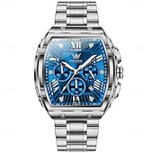 abordables Montres à quartz-OLEVS Hommes Montre à quartz Luxe Grand cadran Affaires Montre-bracelet Lumineux Calendrier IMPERMÉABLE Bracelet en acier inoxydable Suivre