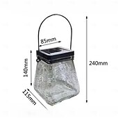 preiswerte Außenwandleuchten-Solarbetriebene, geknackte Hängelampe für den Außenbereich, Gartenhof, Landschaftslampe, solarbetriebene quadratische Schreibtischlampe aus Glas, 1 Stück