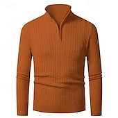 preiswerte Herrenpullover-Herren Pullover Pullover mit Viertelreißverschluss Strickpullover Zopfmuster Stricken Normale Oberteile Gestrickt Einfach Viertelreißverschluss Mode Lässig Urlaub Alltagskleidung Bekleidung Herbst