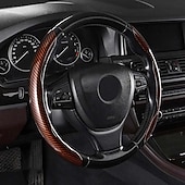 abordables Servicio de Vehículo-Funda antideslizante de silicona y fibra de carbono para volante de coche, ajuste universal, elegante, antideslizante, con agarre suave, para la decoración interior del coche y un cómodo accesorio de conducción.