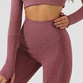 tanie Zestawy i jednoczęściowe-Damskie 2 elementy Dres do jogi Stroje do salonu Biustonosz sportowy, legginsy bezszwowe Jednokolorowe Zestawy odzież Lato Ciemnoszary Błękit jeziora Trening w siłowni Wysoka talia Elastyczny