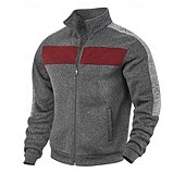 preiswerte Lässige Jacken-Herren Freizeitjacke Collegejacke Urlaub Täglich Atmungsaktiv Tasche Frühling Herbst Farbblock Mode Klassisch Stehkragen Regulär Schwarz Rote Grün Hellgrau Dunkelgray Jacken