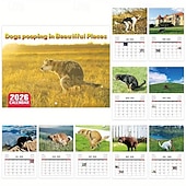 お買い得  家庭用品-2026年 怒った猫 カンフー猫カレンダー 面白い犬のうんちカレンダー ラミネート加工 月間プランナー 英語の日付付き 1月から12月まで 自宅やオフィスの装飾に最適 猫好きや犬好きの方に最適