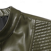 preiswerte Kunstlederjacke-Herren Kunstlederjacke Bikerjacke Motorradjacke Urlaub Täglich Winddicht Warm Tasche Herbst Winter Einfach Mode Klassisch Stehkragen Regulär Schwarz Grün Jacken