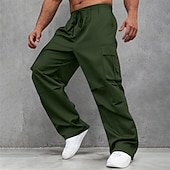 ieftine Pantaloni Cargo-Bărbați Pantaloni Cargo Pantaloni Talie elastică Cordon Multi Buzunare Simplu Purtabil În aer liber Zilnic Camping și drumeții Modă Clasic Maro Închis Negru