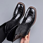 levne Cowboy &amp; Western Boots-Pánské hnědé westernové boty s krokodýlím potiskem a umělou kůží – exotická kovbojská obuv pro ležérní příležitosti a venkovské příležitosti